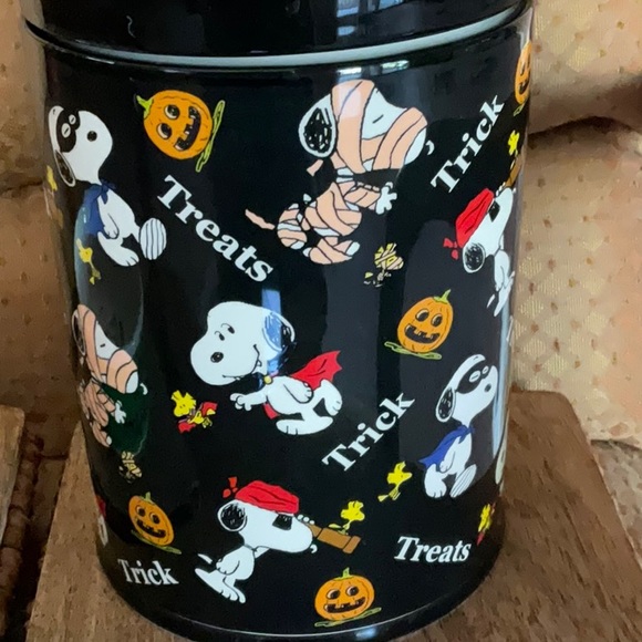 Snoopy & Woodstock Halloween Costumes Canister & MORE PLEASE! pet bowl NWT - Picture 5 of 9